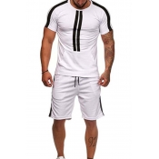 Lovely Trendy Patchwork White Two-piece Shorts Set