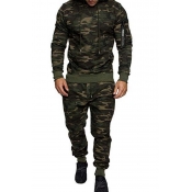 Lovely Trendy Camo Print Army Green Two-piece Pant
