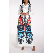 Lovely Casual Print White Maxi Dress