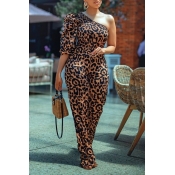 Lovely Stylish Leopard Print One-piece Jumpsuit