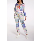 Lovely Casual Print Multicolor Two-piece Pants Set