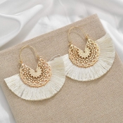 Lovely Bohemian Tassel Design Beige Earring