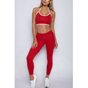 Lovely Casual Basic Skinny Red Two-piece Pants Set