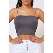 Lovely Casual Basic Skinny Grey Camisole
