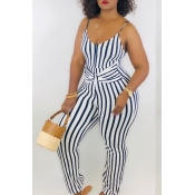 Lovely Casual Striped Navy Blue One-piece Jumpsuit