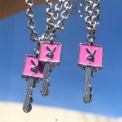 Lovely Trendy key Pink Necklace