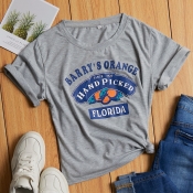 Lovely Leisure Letter Print Grey T-shirt
