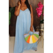 Lovely Leisure Loose Blue One-piece Jumpsuit