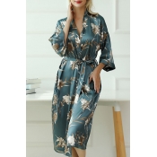 Lovely Casual Print Blue Sleepwear