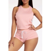 Lovely Sportswear Lace-up Dusty Pink Two-piece Sho