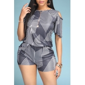 Lovely Casual Print Black Two-piece Shorts Set