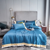 Lovely Cosy Letter Print Blue Bedding Set