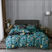 Lovely Trendy Print Blackish Green Bedding Set