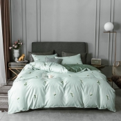Lovely Trendy Print Light Green Bedding Set