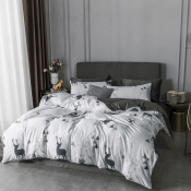 Lovely Trendy Print White Bedding Set