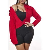 Lovely Stylish Buttons Design Red Jacket
