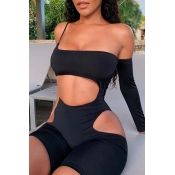 LW SXY Trendy Hollow-out Black One-piece Romper