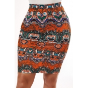 Lovely PBohemian Print Orange Skirt