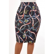 Lovely Trendy Print Black Skirt