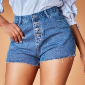 Lovely Trendy Buttons Design Dark Blue Jeans