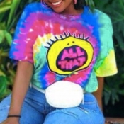 Lovely Casual O Neck Print Multicolor T-shirt