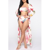 Lovely Plants Print Multicolor Two-piece Swimsuit