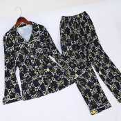 Lovely Casual Print Black Sleepwear