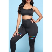 Lovely Sportswear High-waisted Black Two-piece Pan