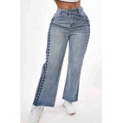 Lovely Trendy Embroidered Design Blue Jeans