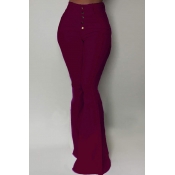 Lovely Stylish Buttons Design Wine Red Pants