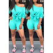 Lovely Leisure Basic Skyblue Two-piece Shorts Set
