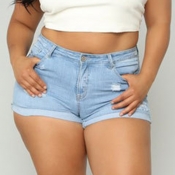 Lovely Casual Broken Holes Baby Blue Plus Size Sho