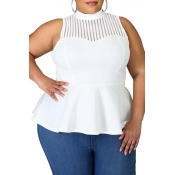 Lovely Trendy Patchwork White Plus Size Blouse