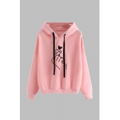 Lovely Casual Print Pink Plus Size Hoodie