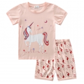 Lovely Stylish Print Light Pink Girl Two-piece Sho