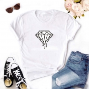 Lovely Leisure O Neck Print White T-shirt