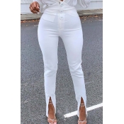 Lovely Trendy Front Slit White Pants