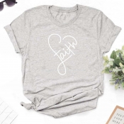 Lovely Leisure Heart Grey T-shirt