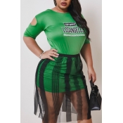 Lovely Leisure See-through Green Plus Size Two-pie