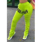 Lovely Casual Letter Print Green Pants