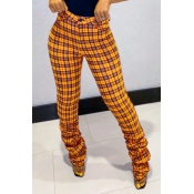 LW Plaid Print Stacked Pants