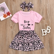 Lovely Casual Letter Print Pink Girl Two-piece Ski