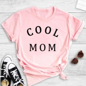 Lovely Leisure O Neck Letter Pink T-shirt