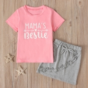 Lovely Casual Letrter Pink Girl Two-piece Skirt Se