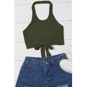 LW SXY Casual Lace-up Army Green Camisole