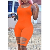 LW Leisure Hollow-out Orange One-piece Romper