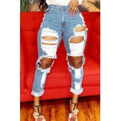 LW Plus Size Mid Waist Ripped Jeans