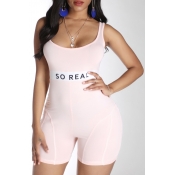Lovely Stylish Letter Apricot One-piece Romper