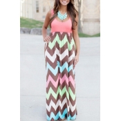 Lovely Casual Patchwork Multicolor Maxi Plus Size 