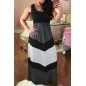 Lovely Plus Size Casual Patchwork Black Maxi Dress